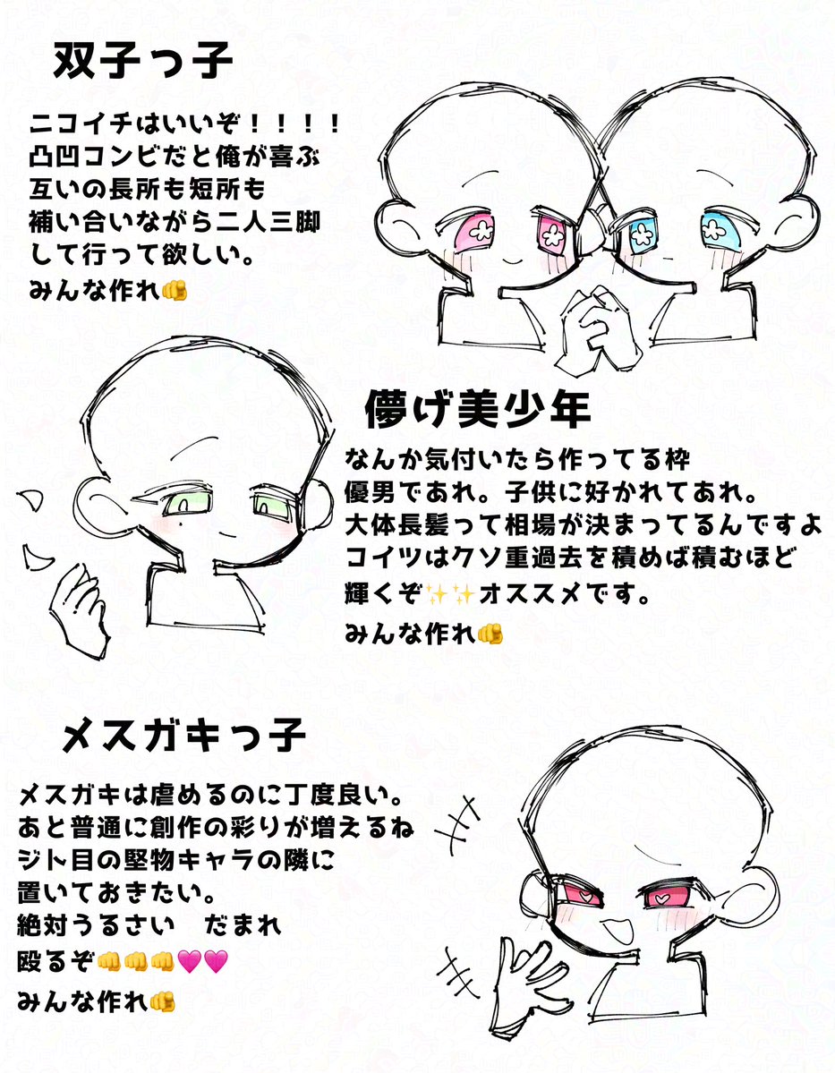 marimari1247's tweet photo. 自創作っ子で比較的多い気がするキャラ属性まとめた
多分好み出る https://t.co/4wloK1lZM2