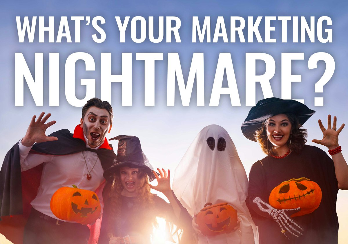 dream_team_cle's tweet photo. This spooky season, marketers fear: 

- Vanished website traffic?
- Leads that ghosted?
- "Email blast" deals? 
- Brands in the dial-up era? 
- A neglected CRM?

Share your fears—no judgment! 👻

#DreamTeamMarketing #MarketingNightmares #DigitalMarketing https://t.co/PqWm7uRG9v