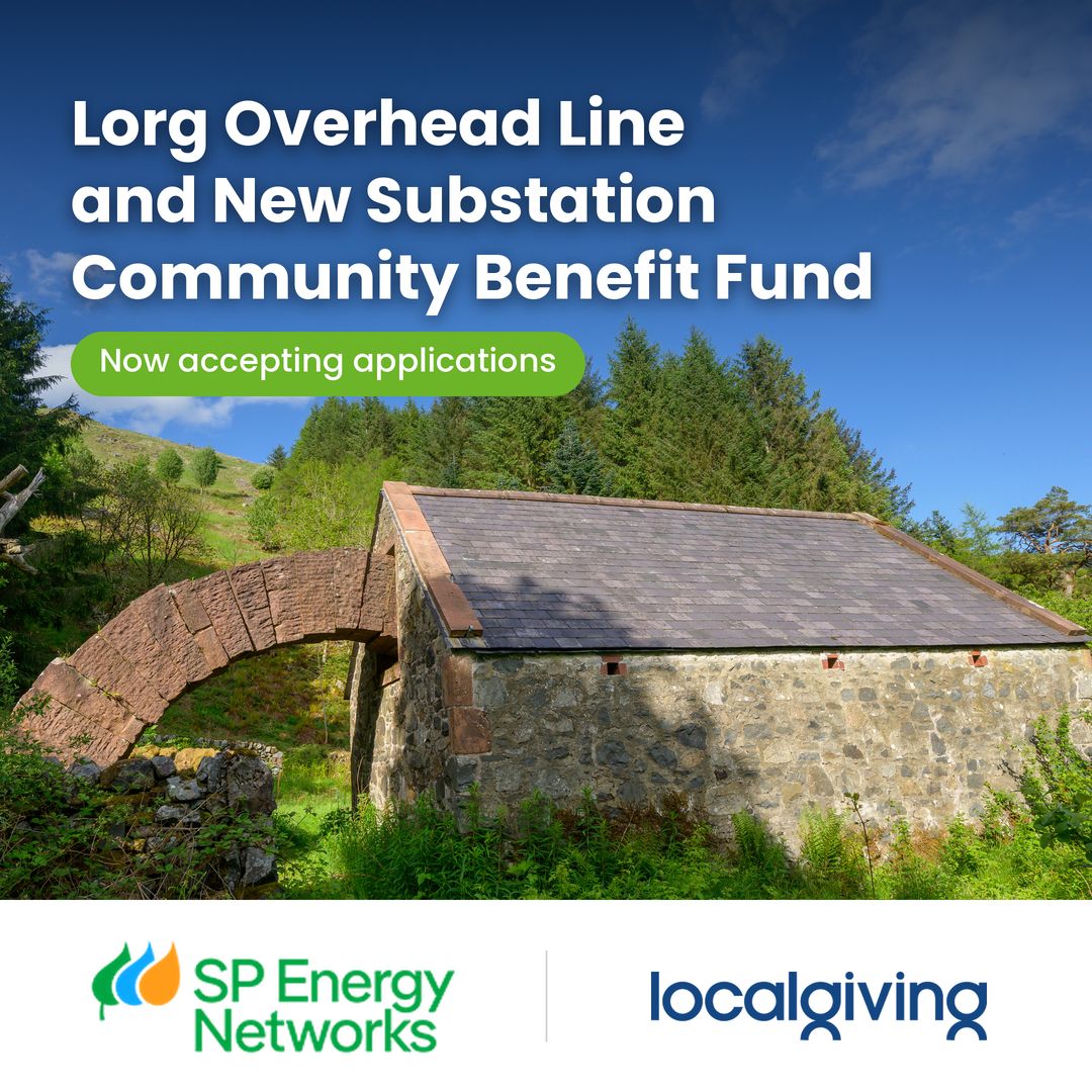 Localgiving's tweet photo. The Lorg Overhead Line &amp; New Substation Community Benefit Fund from @SPEnergyNetwork is now open and accepting applications

The fund total for this round is £53,000. The fund opened on 28th Sept and will close on 6th Nov. 

Find out more and apply here - https://t.co/oCDVSYhhQP https://t.co/L0auAWbzG5