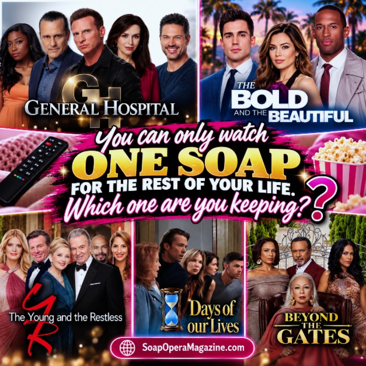 SoapOpera411's tweet photo. 🔥SOAP FANS, THIS MIGHT BE THE HARDEST DECISION YOU'LL EVER MAKE! 😱
Imagine being told you can only watch ONE SOAP for the REST OF YOUR LIFE! The others are gone from your TV forever! 💔 

Which one are you picking to keep? https://t.co/34msFhAT4Z