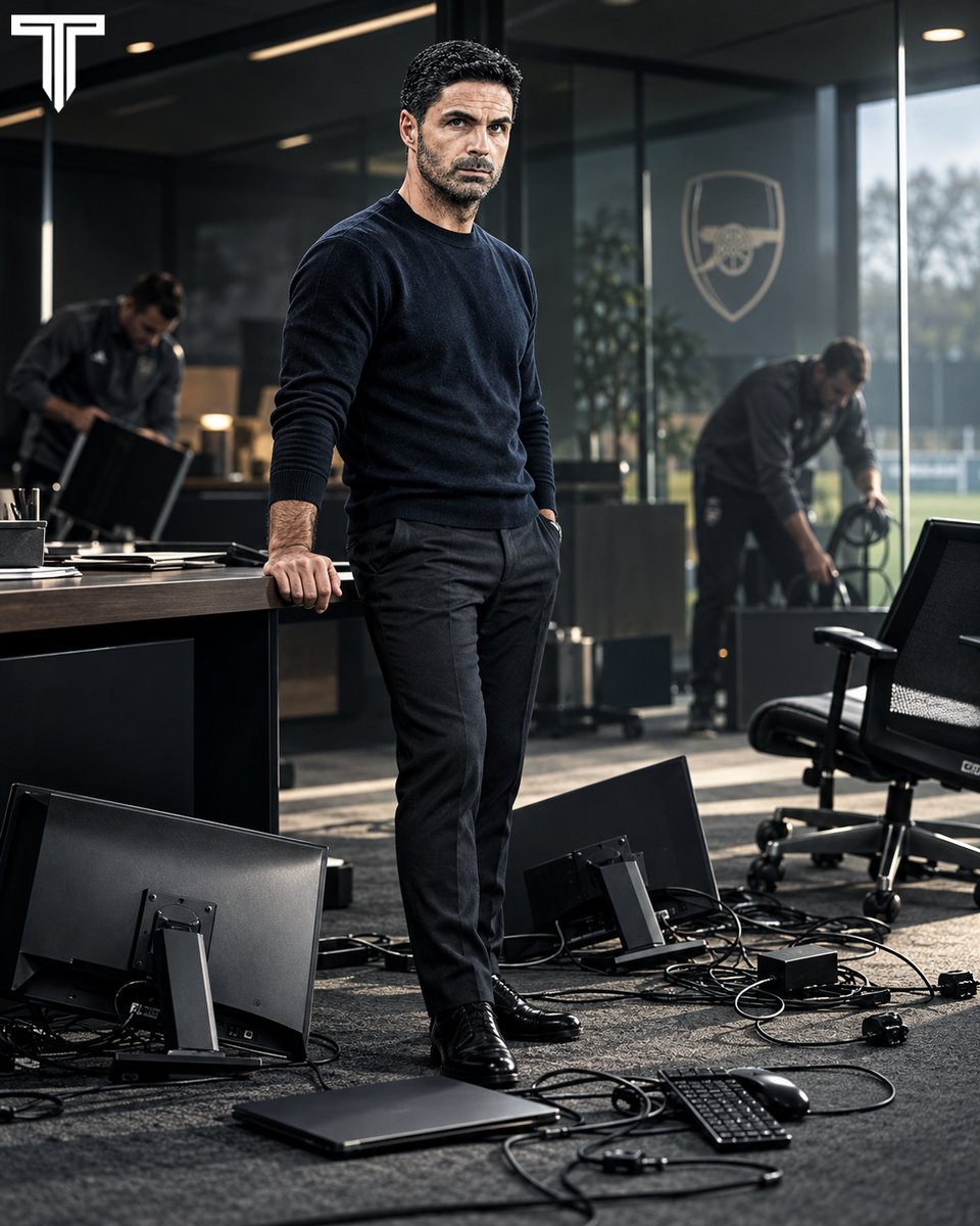 TouchlineX's tweet photo. 🚨 𝗡𝗘𝗪: Mikel Arteta has revealed that he DESTROYED an office at Arsenal's training ground on his VERY FIRST DAY as manager in 2019! 

He threw computers, laptops and cables onto the floor before giving his staff just TWO MINUTES to put everything back together.

When he returned, the room was SPOTLESS.

🗣️ “Everyone was silent and had their eyes open and they were ready to listen.”

Arteta explained that the exercise was designed to show that EVERYONE at Arsenal needed to work together to achieve success.