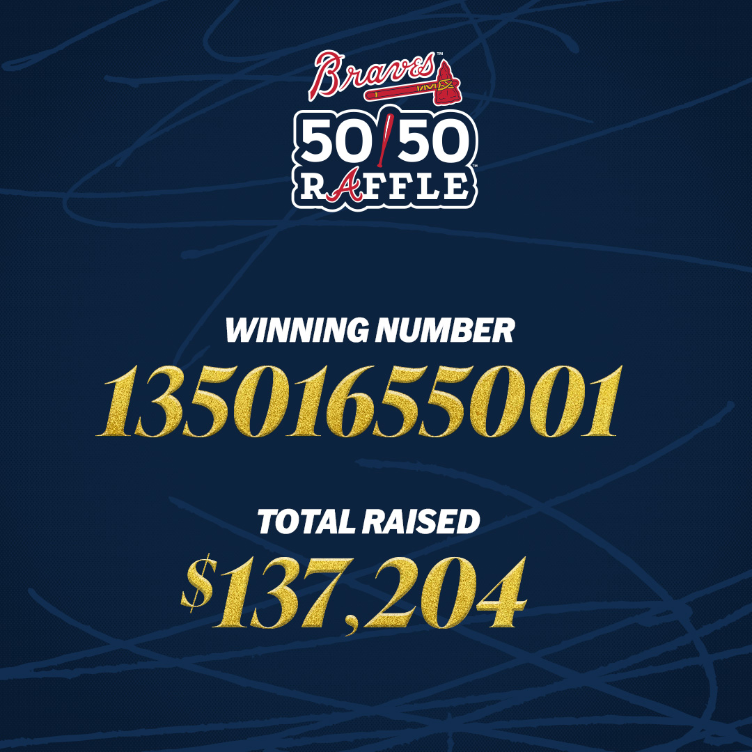 bravesfdn's tweet photo. Thank you for playing 50/50 Raffle and helping us build community through baseball this year! https://t.co/9AkwKLOkXL