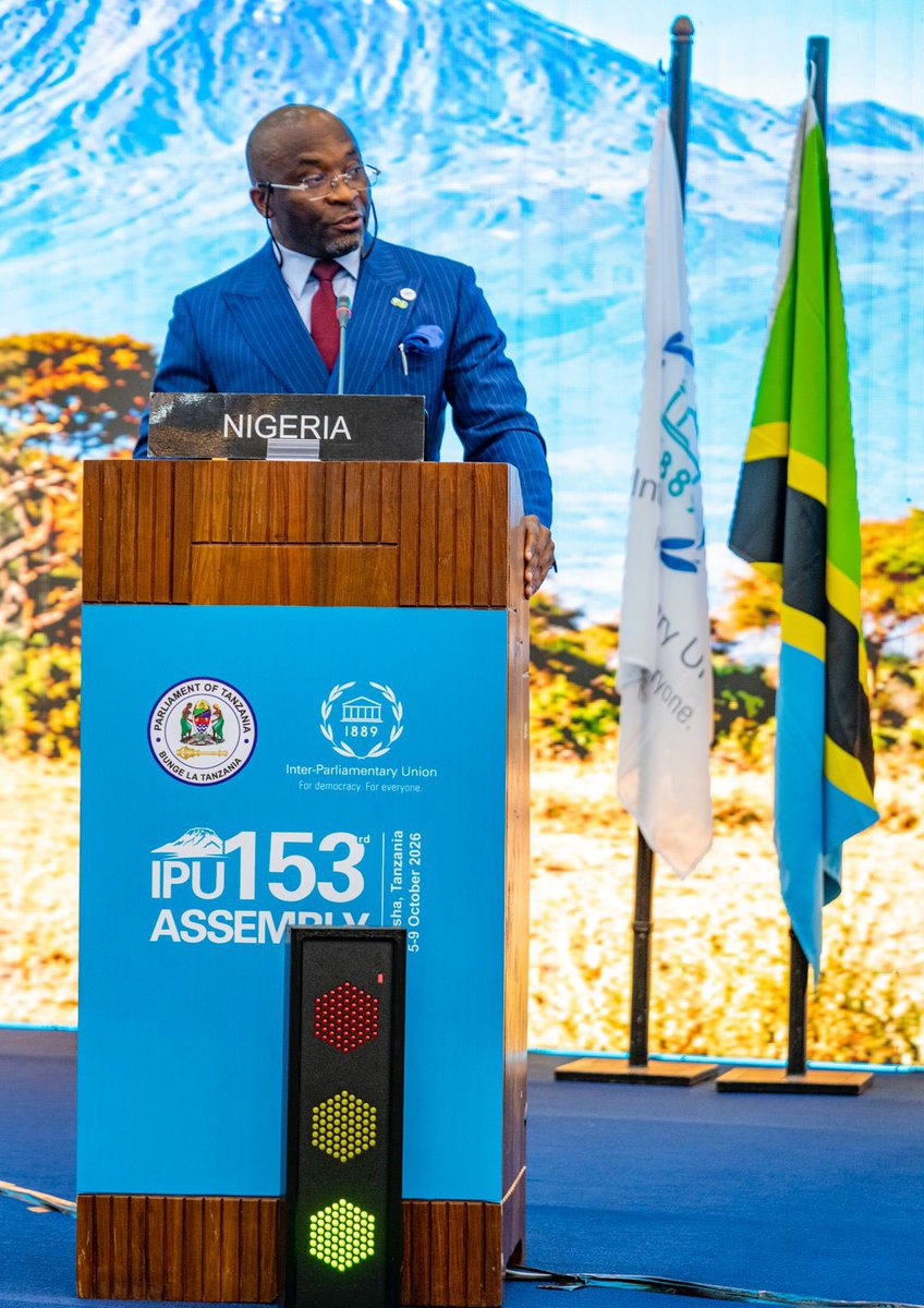 OfficialBenKalu's tweet photo. Every rainy season, as the rains pour. Various communities suffer the harsh realities of climate change. The water rises, a drainage fails, a farm is lost, a family starts over from nothing.

Today, at the 153rd Inter Parliamentary Union (IPU) Assembly in Arusha, Tanzania, I made a presentation on a topic that is dear to my heart, particularly following the unfortunate incidents caused by climate change in some communities in my constituency.

My message was simple: our commitment to climate action must go beyond dialogue and debate to structured legislative interventions across the globe. These interventions should rest on a pipeline of priority projects that investors can trust, and a platform to guide each viable project from idea to financing to completion.

As a nation, the stakes are clear. Our Energy Transition Plan commits us to net zero emissions by 2060 and will require about US$500 billion in new investment. That is an opportunity to build new markets, modernise infrastructure and create green jobs.

As legislators, we must take seriously our commitment to enforcing the Climate Change Act, scrutinizing how climate funds are spent, backing credible green finance frameworks, and giving investors the legal certainty they need to commit.

Our green transition must be a just transition, with no region and no community left behind. With sound laws, credible institutions, global partnerships, and private sector investment, we can turn commitments into infrastructure, jobs and shared prosperity.