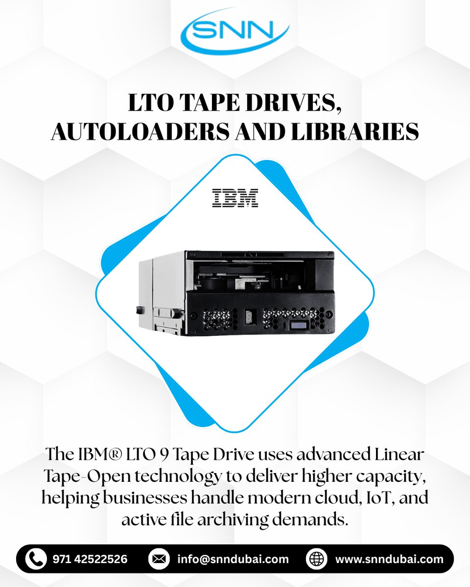 daintycookie647's tweet photo. Handle modern Cloud, IoT, and active archiving demands with ease! 🚀 The IBM® LTO 9 Tape Drive delivers ultra-high capacity powered by advanced LTO tech.   📞 +971 42522526   🌐 https://t.co/Jl4RG2aWWu   #LTO9 #EnterpriseTech #DataStorage #SNNDubai https://t.co/3YsB00vEUP