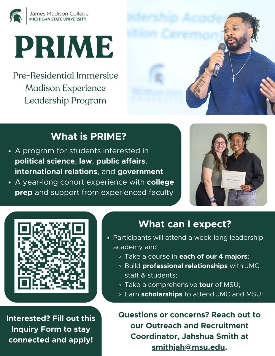 CapitalAreaCAN's tweet photo. Previously focused only on Greater Lansing Area students, the @jmcmsu has expanded the PRIME Leadership Program to include Ingham, Eaton, and Clinton county students to explore careers in public affairs.

🔗 Learn more: https://t.co/ljJBae4k8l

⬇️ More ⬇️ https://t.co/T2uLcB9p9B