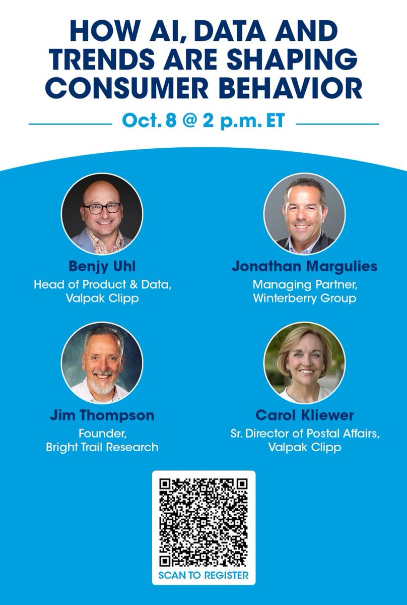 Valpak's tweet photo. If you can't make it live, register anyway so you're on the list for what comes next.
https://t.co/dz8iNHyy0q

#Webinar #MarketingStrategy #DirectMail https://t.co/mpzJbPFFZQ