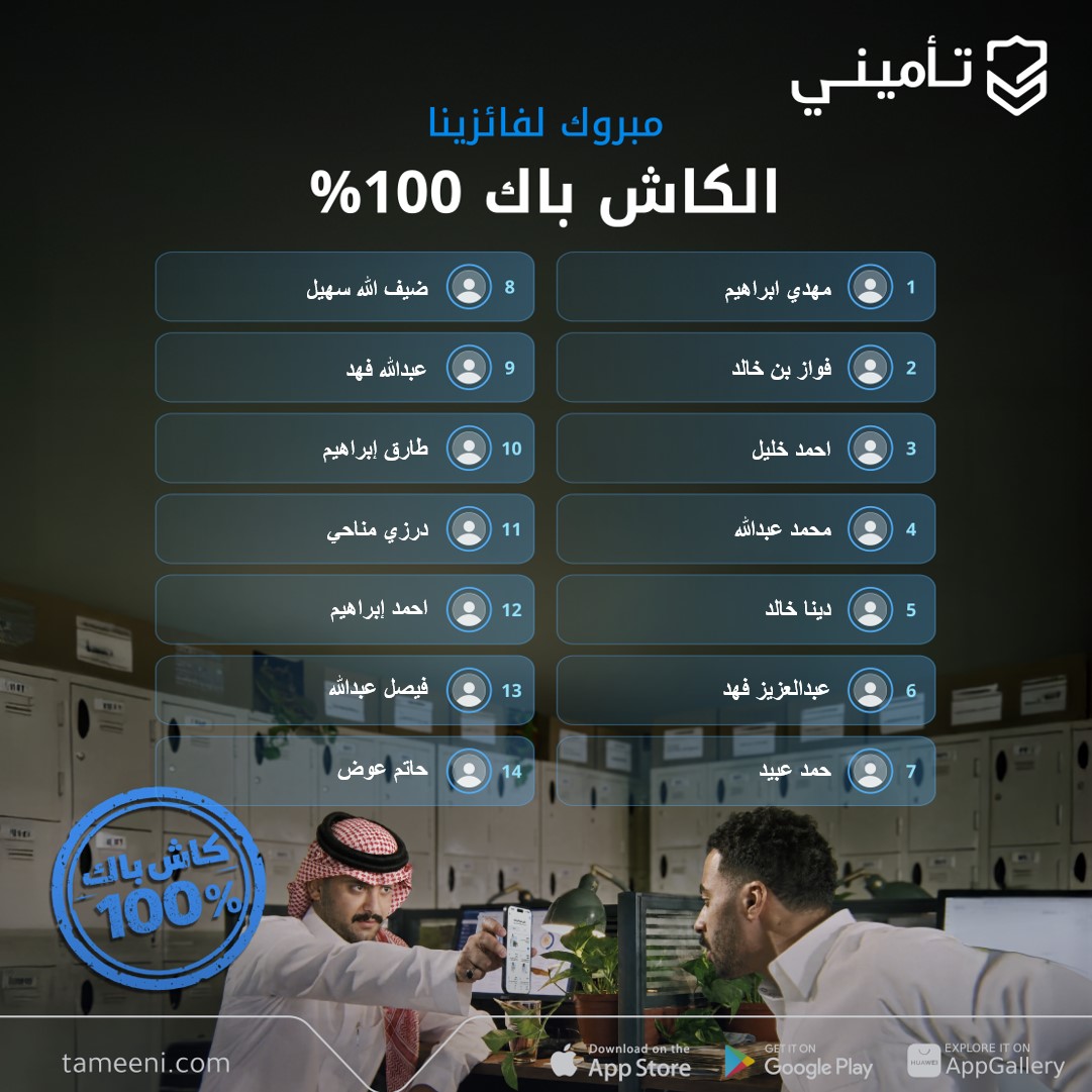 TameeniKSA's tweet photo. اسمك مو بينهم؟ 👀
مو آخر إعلان فائزين 🔥💸
السحب على كاش باك 100% مستمر لـ1,000 فائز https://t.co/w31PBE5iTj