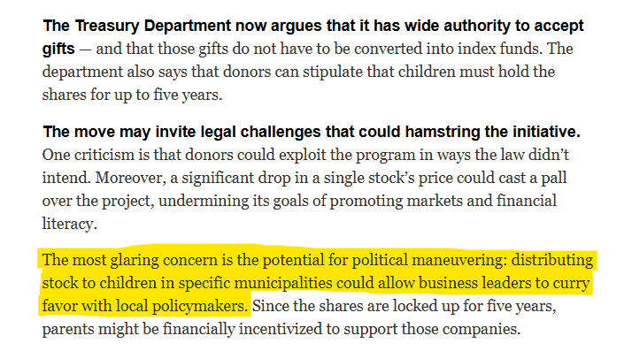 DouglasLFarrar's tweet photo. Today in DealBook, a devastating sentence about the political impact of the Trump administration's decision to take benefits children get today and convert them into stock they get later. https://t.co/I2W3iCiY59