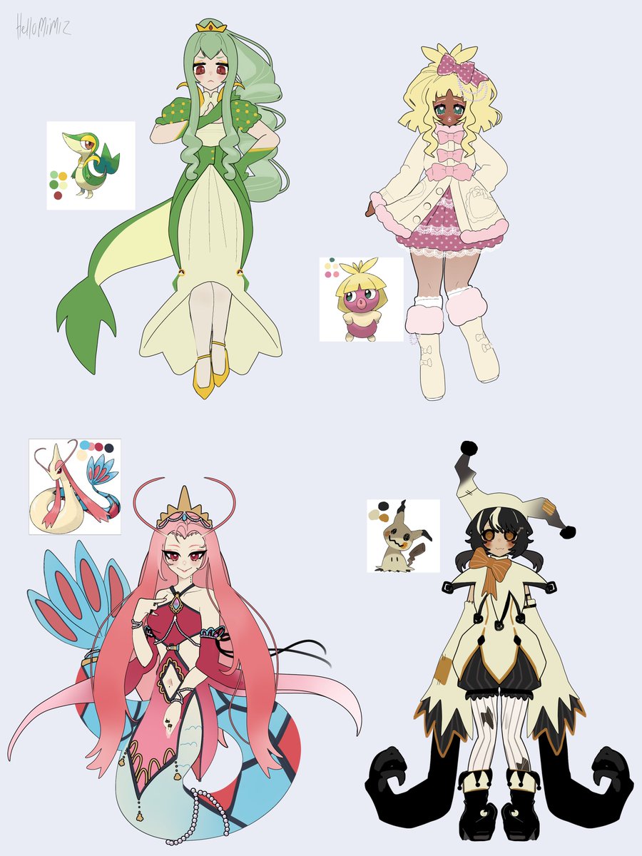 Hello_Mimiz's tweet photo. The outcome of our Pokémon as vtubers challenge! I had an hour (I wen't over for all of them lol) to imagine chats suggestions as a vtuber. 

Can you guess my favourite pokemon? https://t.co/bGqb0CE6Ov