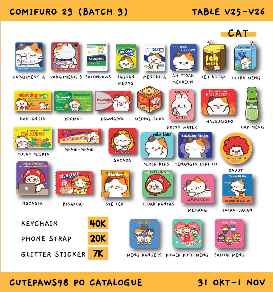 cutepaws98's tweet photo. [💛+🔁 🙇‍♀️]

Comifuro23 PO Catalogue Batch 3 (Last Batch!!!⚠️⚠️)

🗓 Both days
📍Table V25-V26
🌟 Cat, Stray Kids, Demon Slayer, Haikyuu, Jujutsu Kaisen, Sakamoto Days, Keroro Gunsou, Sailor Moon, Chibi Maruko Chan

🍀Pick up &amp; Mail Order
❌20 Okt '26

🔗 https://t.co/jMMJ7nLzx0 https://t.co/zuH6f6wilX