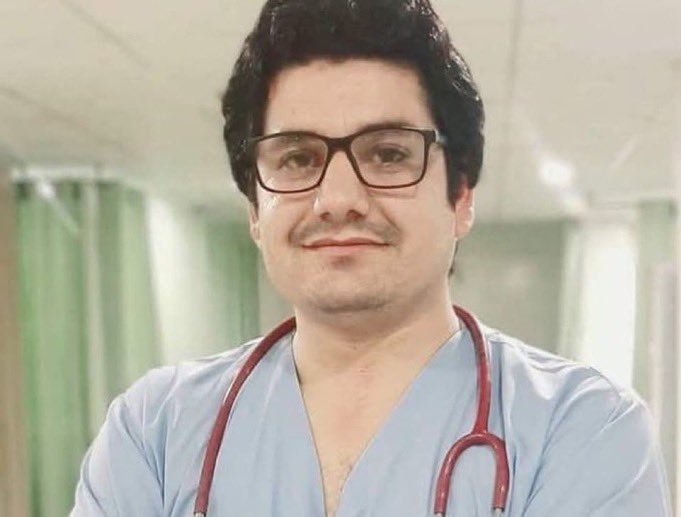 PTIofficial's tweet photo. This is Dr. Nabi Jan, President of PTI’s Insaf Doctors Forum. He was abducted today by armed gunmen as he was leaving a hospital in Peshawar after his shift to join the Long March and provide medical assistance to anyone who might need it during the protest. 

The same  “unknown forces” that are abducting PTI’s elected members of parliament are behind the disappearance of a physician. 

#PakistanUnderFascism #AsimLaw