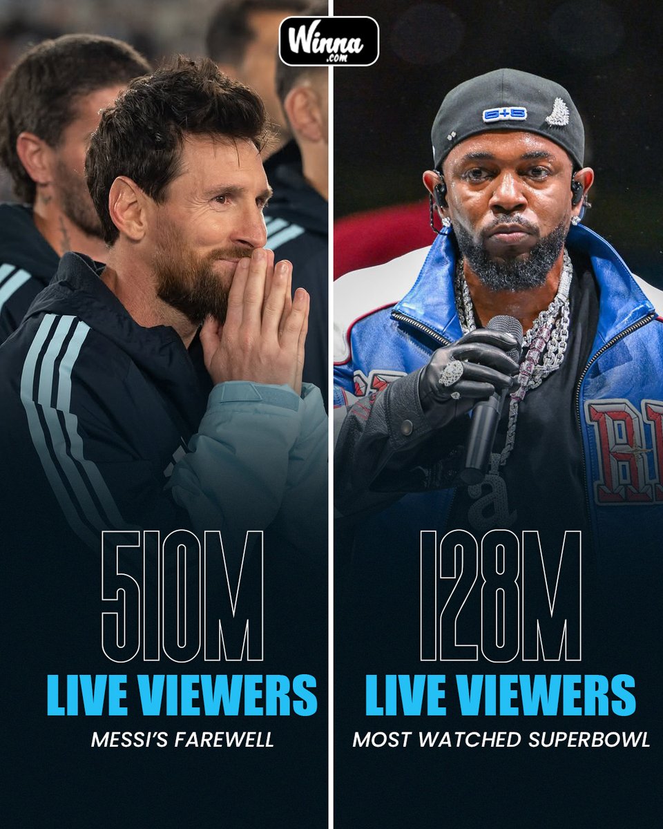 WinnaFC's tweet photo. 🚨| BREAKING: Messi’s farewell game drew 4× the viewers of the most-watched Super Bowl.😳🐐 https://t.co/nimrBCasU1