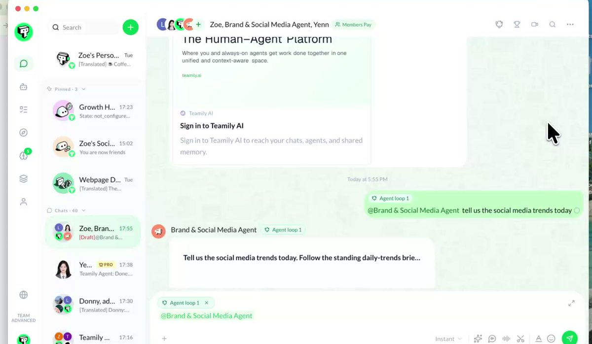 lucas8001's tweet photo. this Loop flow in Teamily AI fixes messy agency reports

→ an agent drafts the weekly update
→ two teammates review in the workflow
→ rerun it straight from the chat

@Teamily_AI shipped 2.0, giving small businesses and teams a human-agent setup for Team AI. https://t.co/PL0JGp0cI8