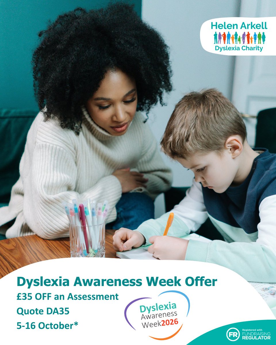 ArkellDyslexia's tweet photo. Get £35 off a dyslexia assessment for Dyslexia Awareness Week! Book between 5–16 Oct and quote DA35. New enquiries only. Details: https://t.co/MS93ZYxcka #DyslexiaAwarenessWeek #Offer #Discount #WorldDyslexiaDay https://t.co/oq29iwCpEH