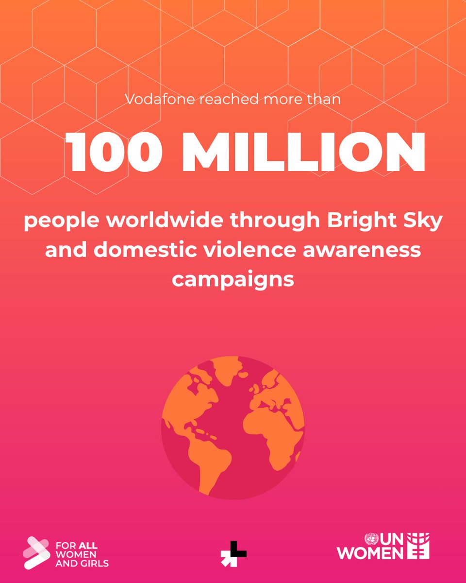 HeForShe's tweet photo. HeForShe Champion @VodafoneGroup  is helping create safer communities. In 2026 they reached more than 100 million people through Bright Sky and domestic violence awareness campaigns.

Explore Vodafone’s impact in the #HeForShe 2026 IMPACT Report: https://t.co/mWfSkUfD9B https://t.co/c3rF6bsONx