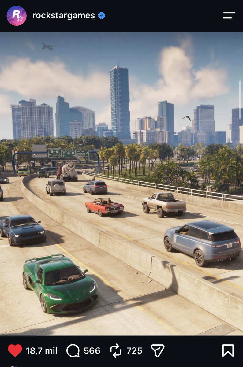 Thiago_Loki's tweet photo. 🚨 IMAGEM NOVA, Instagram da rockstar solta nova screenshot do trânsito de GTA6. 

#GTA6 #GTAVI https://t.co/I4GEt3AcwC