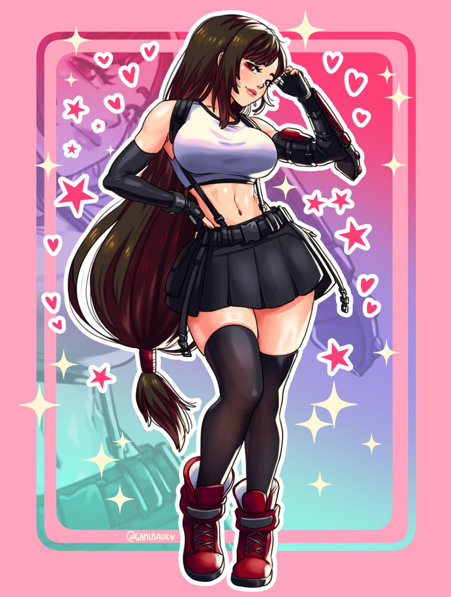 Gamusaur's tweet photo. Tifa cuz I wanted to practice with a full-body pose ♥ https://t.co/rahVFobMgs
