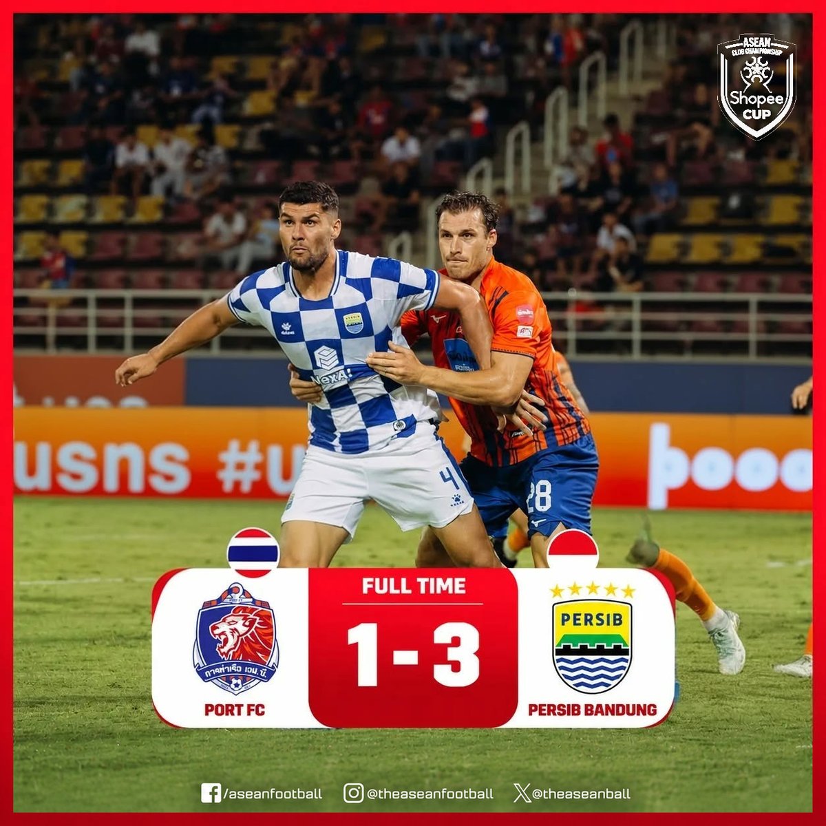 theaseanball's tweet photo. ✨ASEAN CLUB'S CHAMPIONSHIP 2026/27 | GROUP B

FT:  Port FC 🇹🇭  1️⃣ - 3️⃣  🇮🇩 Persib Bandung

#ShopeeCup #AFF https://t.co/p0TokNeb5g
