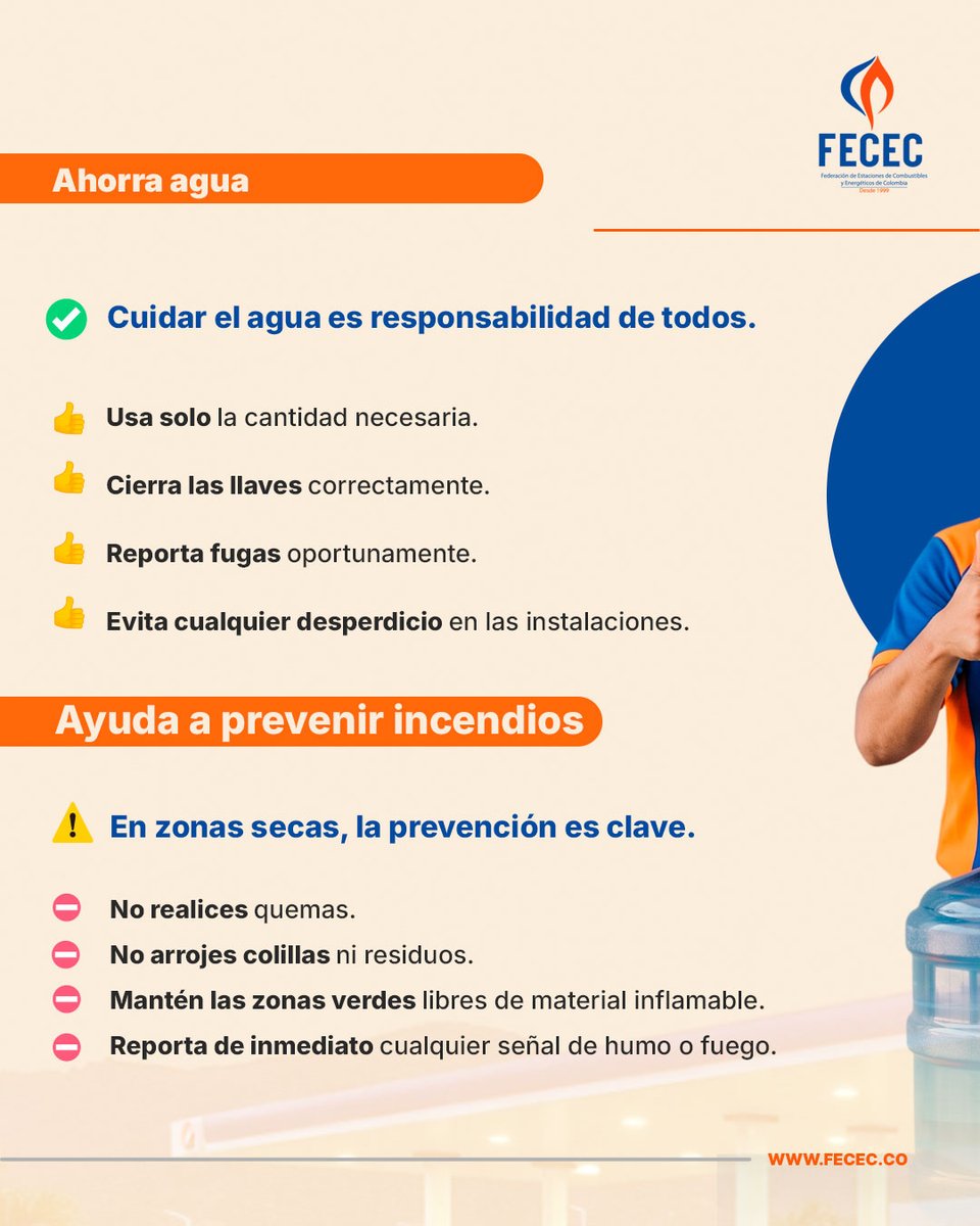 _fecec's tweet photo. #AhorrodeAguaYPrevenciónIncendios

En temporada de sequía, ahorrar agua y prevenir incendios es responsabilidad de todos.

💧 Evita desperdicios y reporta fugas.
🔥 No realices quemas ni arrojes colillas.
🌱 Mantén las zonas libres de residuos inflamables. https://t.co/XLYdUe334b