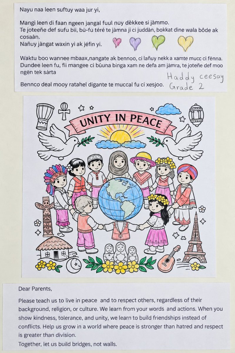 natcomgambia's tweet photo. Serrekunda Lower Basic School has proudly represented The Gambia in UNESCO’s ASPnet "Wind of Peace" project, a global initiative which involves physical notebooks travelling across continents to collect messages from students worldwide. https://t.co/Nt5tR1rJQc