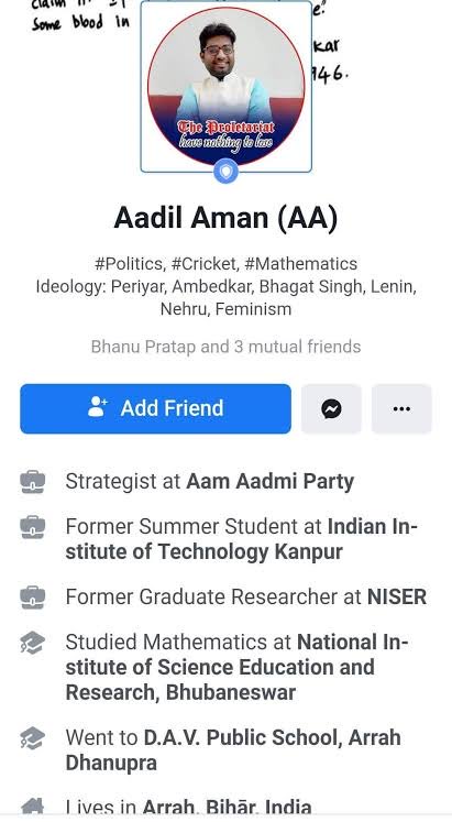 VijayGajeraO's tweet photo. Aadil Aman was an Aam Aadmi Party member and Dhruv Rathee’s social media handler.

Aadil Aman wanted the assassination of PM Modi and HM Amit Shah. https://t.co/H0aJubh7I8