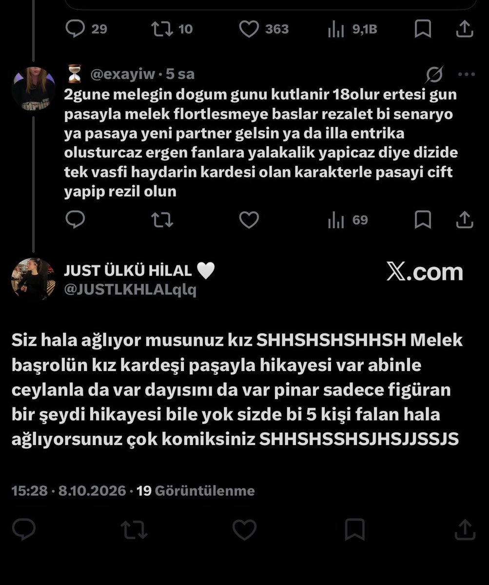exayiw's tweet photo. yazip engelleme de bi cevap verek aq biz kim???? diziyi izliyoz abi takim mi tutmamiz lazim ne eziksiniz fanlik yapmaktan beynin erimis 16yasinda cocuksunuz ergen mafya iliskileri wattpadde yayinlaniyo onlari oku🤍  @JUSTLKHLALqlq https://t.co/bbaBoUEQWa