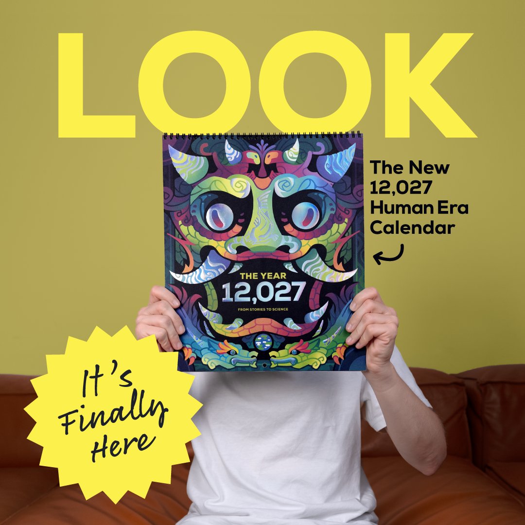 Kurz_Gesagt's tweet photo. The new Human Era Calendar is finally here! And this year it’s more legendary than ever ✨

Join us in 12,027 as we honor the dark tales and legends that helped us make sense of the world before science. Each month takes you on a journey through forgotten worlds and human imagination. 

It’s not just a year’s worth of kurzgesagt art for your home, it’s a declaration of human expression and creativity in a time of meaningless AI slop. 

The Calendar is our most cherished release every year. By buying it and other products from our shop, you fund our independent channels and help us release videos for free for everyone. Thank you so much for your support!

Get your 12,027 Calendar now: https://t.co/BJMjdxq8ia