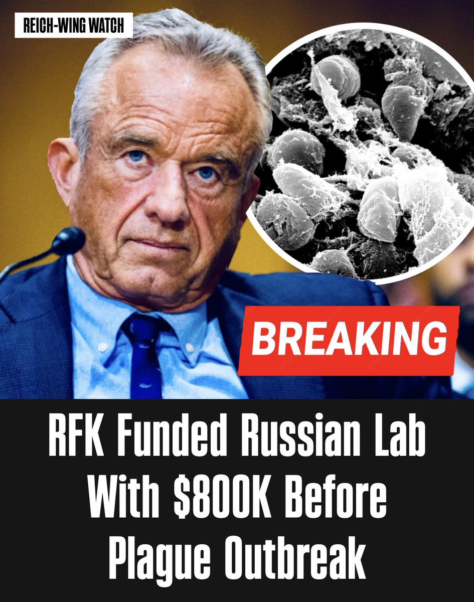 ReichWingWatch's tweet photo. 🚨RFK Jr. spent years blasting Fauci’s NIH over risky research funding in China. Now his own NIH reportedly sent $779,689 to a University of Illinois project with a Russian institute tied to the lab at the center of a plague scare.

It’s a fox study, and the partnership dates to 2002. But Biden told agencies to cut ties with Russian state institutions in 2022, but Kennedy’s HHS kept paying.

Funny how the right’s foreign-lab outrage vanishes when it’s their guy running HHS.