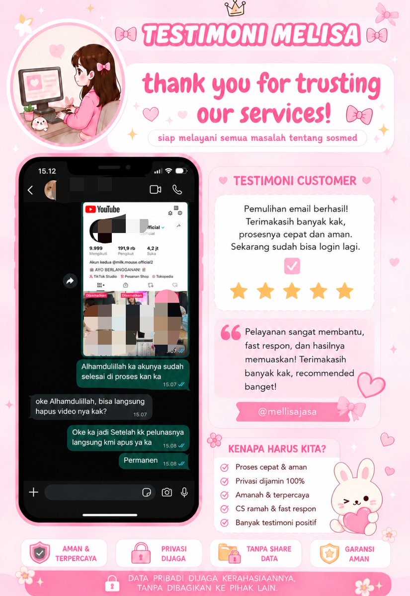 caduwc's tweet photo. WTS OPEN JASA PEMULIHAN/PERBAIKAN AKUN SOSMED⤵️

 Layanan  :
🎈 Pulihkan &amp; Pulihin/Balikin Akun
🎈 Hapus/Nonaktifkan Akun
🎈 Hack Akun
🎈 Sadap Wa/All Sosmed
🎈 Lacak Lokasi

(Instagram,Tiktok,Gmail/Email,Facebook,Telegram,Twitter/X,Dll)
Konsultasi? WhatsApp Di Profil⚡️ https://t.co/P8KXQaGCs0