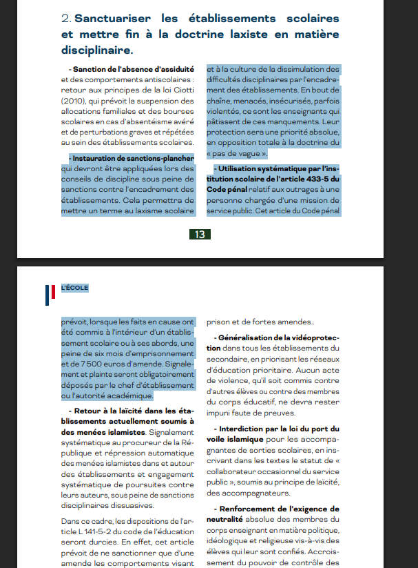 ClarissaHarissa's tweet photo. @papa__geek et encore c'est une version soft du fascicule ecole du RN. Y a sanction plancher en conseil + plainte pénale obligatoire pour outrages - qui ouvrirait perte de droit aussi voire déchéance pour les binationaux si referendum passait https://t.co/345j8d8rYz