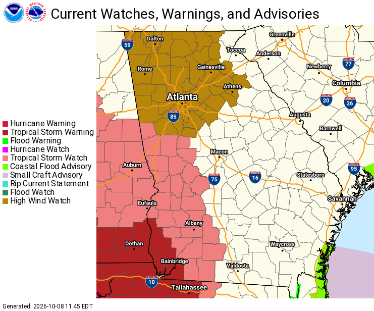 GeorgiaEMAHS's tweet photo. Hurricane Isaias is expected to bring heavy rainfall, gusty winds, and tornado threats to Georgia on Friday night and throughout the day on Saturday. Please continue to monitor updates from your local National Weather Service office and reliable media outlets through the weekend. https://t.co/38pWUY4IdS