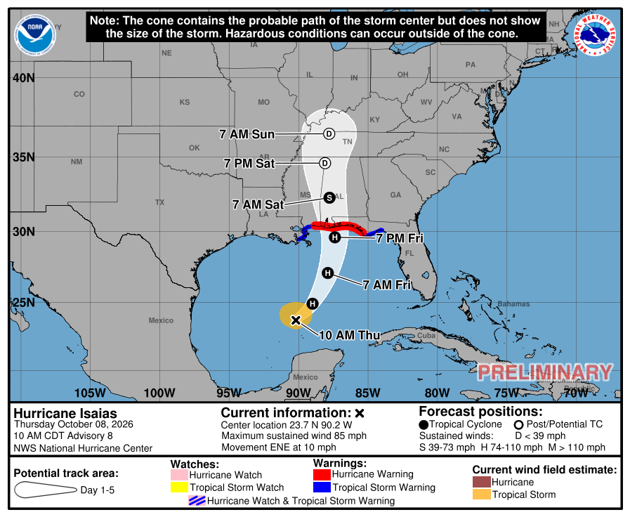 GeorgiaEMAHS's tweet photo. Hurricane Isaias is expected to bring heavy rainfall, gusty winds, and tornado threats to Georgia on Friday night and throughout the day on Saturday. Please continue to monitor updates from your local National Weather Service office and reliable media outlets through the weekend. https://t.co/38pWUY4IdS