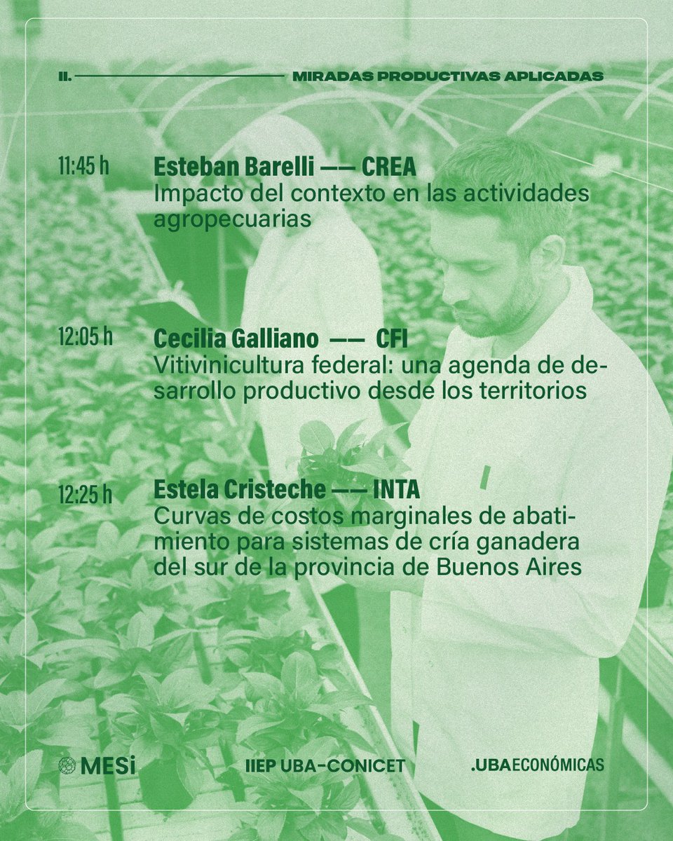 iiep_oficial's tweet photo. 🗓️13/10 - Workshop #AgroEnRed

🌾Producción y sostenibilidad
🚜Miradas productivas
📊Simulación y modelado agropecuario
🎤Panel: Desafíos del agro hoy

Investigación, sector productivo y políticas públicas en diálogo

🌱¡Conocé el programa!👇
#MESi #IIEP #UBA #CONICET https://t.co/YyoLVNI3tw