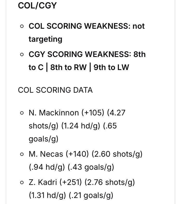 NewMoneyNarth's tweet photo. NHL Data Sheets📊🏒

Team scoring weakness is a blend of last season+current season

Key:
Shots/g: shots on goal/g
HD/g: high danger chances/g (most threatening area to score on the ice)
Goals/g: % of goals scored/g

Good luck gang🍀

📊@PropFinderApp https://t.co/kzyYXV27GG