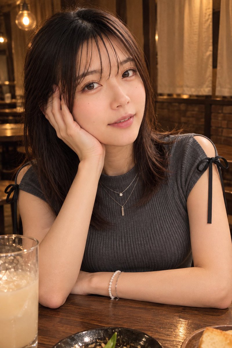 Lazuritecrip's tweet photo. 金曜の夜は、あたたかい灯りのお店でゆっくりごはん🍽️
一週間おつかれさまって言い合える時間、なんだかほっとするね☺️
#AI美女 #AI写真 #大塚りりあ https://t.co/SNfk1k1YkD