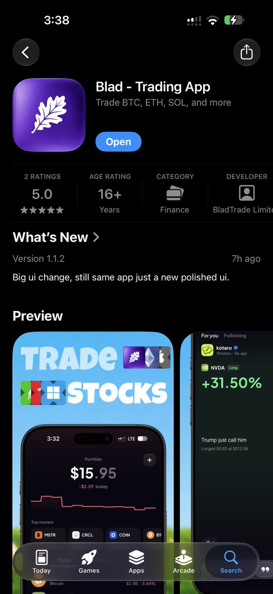 BladTrade's tweet photo. We’ve now pushed the ui update to both, AppStore, TestFlight &amp; website 

Next coming days @MerrymenAI will go live on the app and you should be able to test it out without needing to update the app again 

Give it a try, let us know what you think about the new UI https://t.co/wrScuJ2jBY