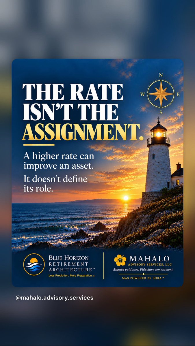 mahaloadvisory's tweet photo. THE PLAN YOU KEEP
MAY NOT BE
THE PLAN YOU HAD.

Circumstances change.

Assumptions change.

Needs change.

Good retirement planning doesn’t require everything to stay the same.

It requires the ability to adapt.

Less Prediction. More Preparation.™ https://t.co/abNv51U0Bt