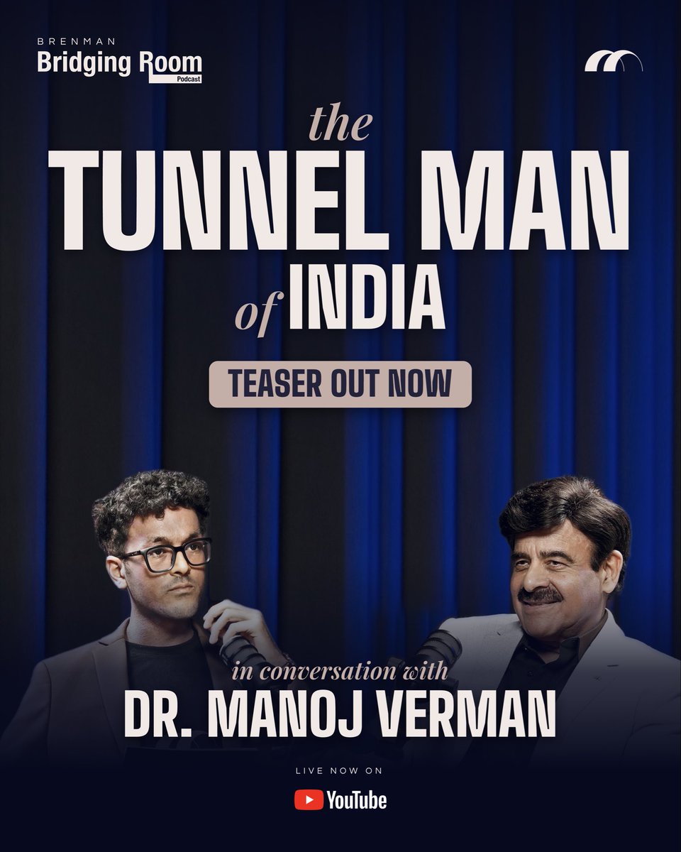 Brenmanofficial's tweet photo. What lies beneath the surface can change everything.

Dr. Manoj Verman, famously known as the “Tunnel Man of India,” joins The Bridging Room Podcast to discuss the risks, challenges and engineering that go into building tunnels through some of the toughest terrains.

Link below https://t.co/Gad3acVDny
