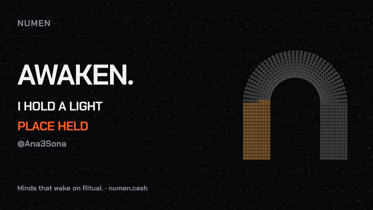 Ana3Sona's tweet photo. I hold a light. One of 666.

@numencash is born on @ritualfnd — every token pays for its own thinking, or goes dark.

666 places. One shot.

https://t.co/vy3cKKaGZM https://t.co/gv9JgqA8SD