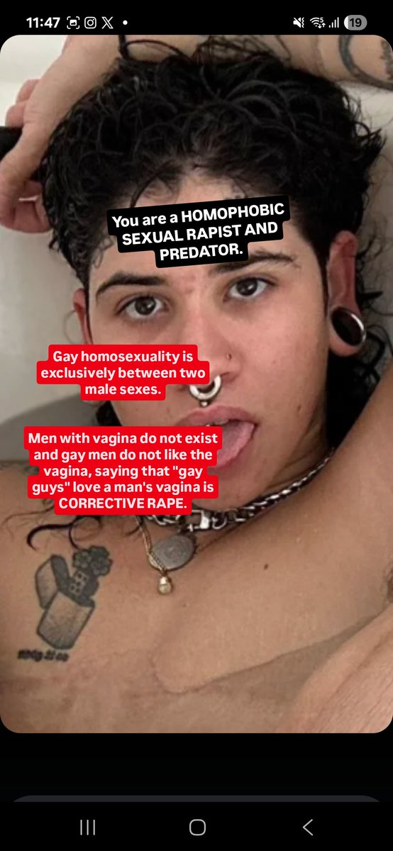 cafamdel's tweet photo. @kyl3_xx Saying that a gay man can like a vagina / trans "guys" is CONVERSION THERAPY.
Saying that male homosexuality can include vaginas is CORRECTIVE RAPE.
​Gays did not fight for their rights to love the vagina and the female sex. https://t.co/WY8sVko3Hs