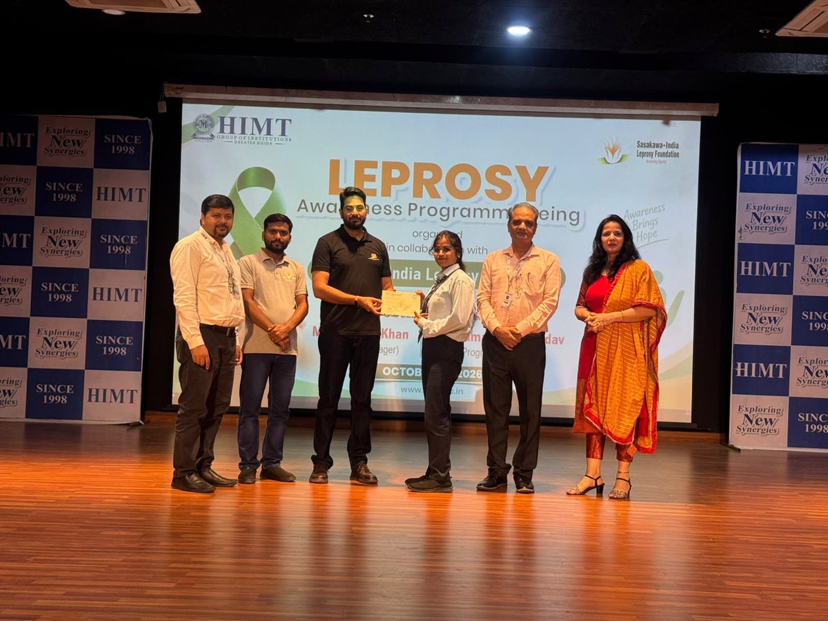 SILFIndia's tweet photo. Breaking myths & restoring dignity! 🤝💙

@SILFIndia conducted an awareness session, "Breaking Myths: Leprosy", under the #KnowLeprosyForNoLeprosy campaign at HIMT College, Greater Noida (UP).

Over 250+ students & faculty joined to bust myths & end discrimination against leprosy-affected families! 🎓✨

📌 CALL TO ACTION (CTA):
Retweet 🔄 to help us end social stigma & spread awareness! #KnowLeprosyForNoLeprosy #BreakTheMyths #EndStigma #SILF #HealthAwareness