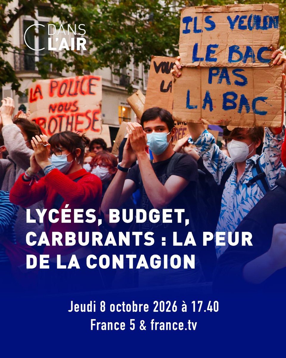 Cdanslair's tweet photo. ⬛Lycées, budget, carburants : la peur de la contagion

C'est le sujet du jour de #cdanslair : https://t.co/8RcXNm8YhF
@AureCasse vous donne rendez-vous avec @C_Barbier @SoazQuem Audrey Goutard et Gaëlle Macke à 17.40 sur France 5 !    

#BlocusLycées #Politique https://t.co/H2Bw5NyJOZ
