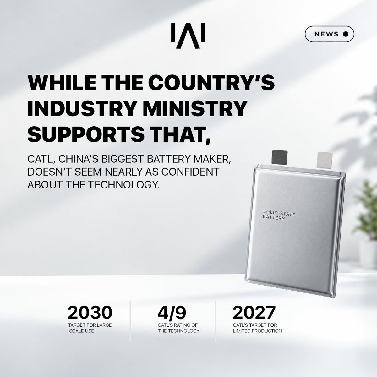 _Wireon's tweet photo. CHINA WANTS SOLID-STATE BATTERIES IN LARGE-SCALE USE BY 2030.

WHAT DO YOU THINK ABOUT THIS NEW BATTERY TECHNOLOGY?

Follow Wireon for more! https://t.co/lMncfROWhu