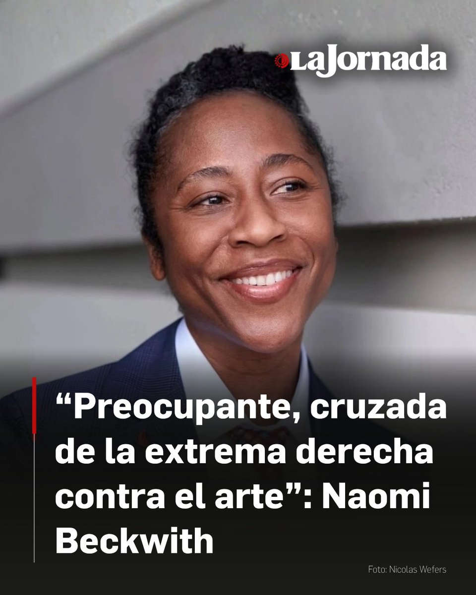 LaJornada's tweet photo. La curadora estadunidense Naomi Beckwith abordó los retos de la próxima edición de la Documenta 16, una de las exposiciones de arte contemporáneo más influyentes del mundo.

La muestra de 2027 se desarrolla en un contexto marcado por las controversias de la edición anterior y el panorama geopolítico actual en Medio Oriente. Asimismo, expresó su preocupación por el avance de sectores de extrema derecha en Europa y sus posturas respecto a la política cultural, al tiempo que busca restablecer la confianza institucional colaborando con la dirección para equilibrar los deberes históricos alemanes con el ejercicio de la libertad artística.

Más información en: https://t.co/XG3PaM74a0