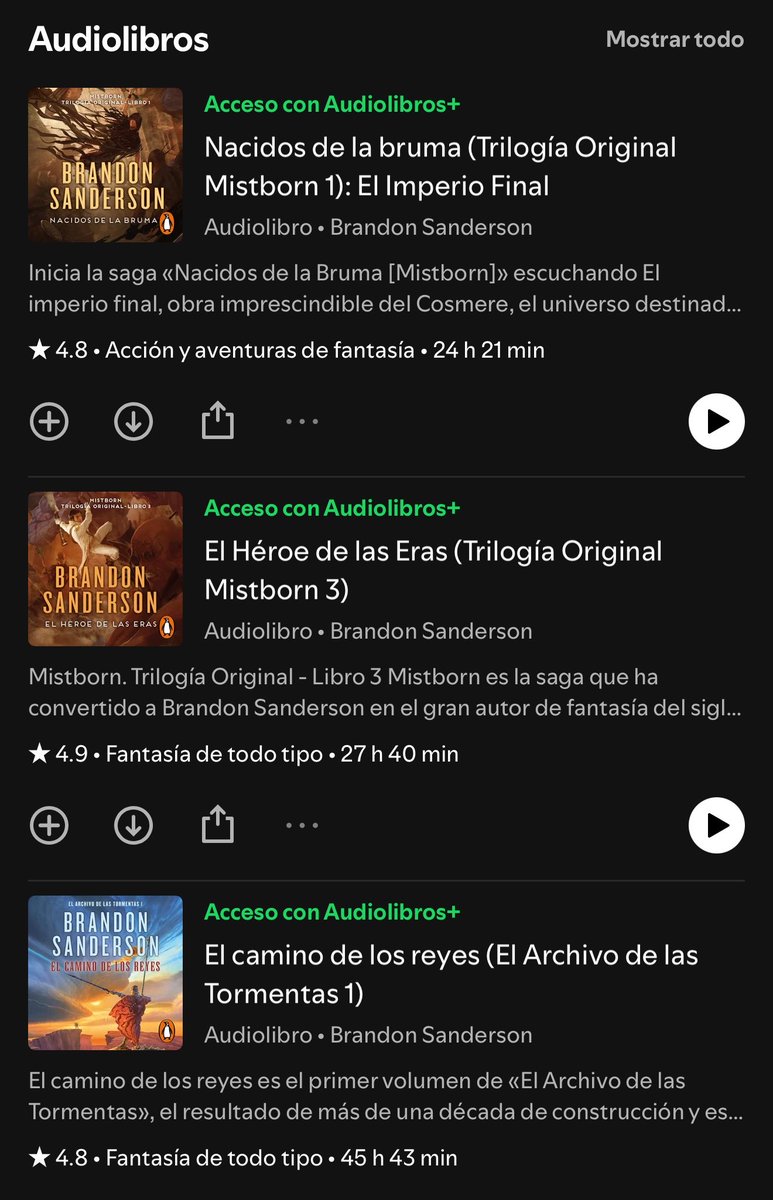 Cosmere16Pod's tweet photo. ¿Sabías que en Spotify ya puedes escuchar audiolibros? Y entre ellos los de Brandon Sanderson https://t.co/5JVoUZPEAC