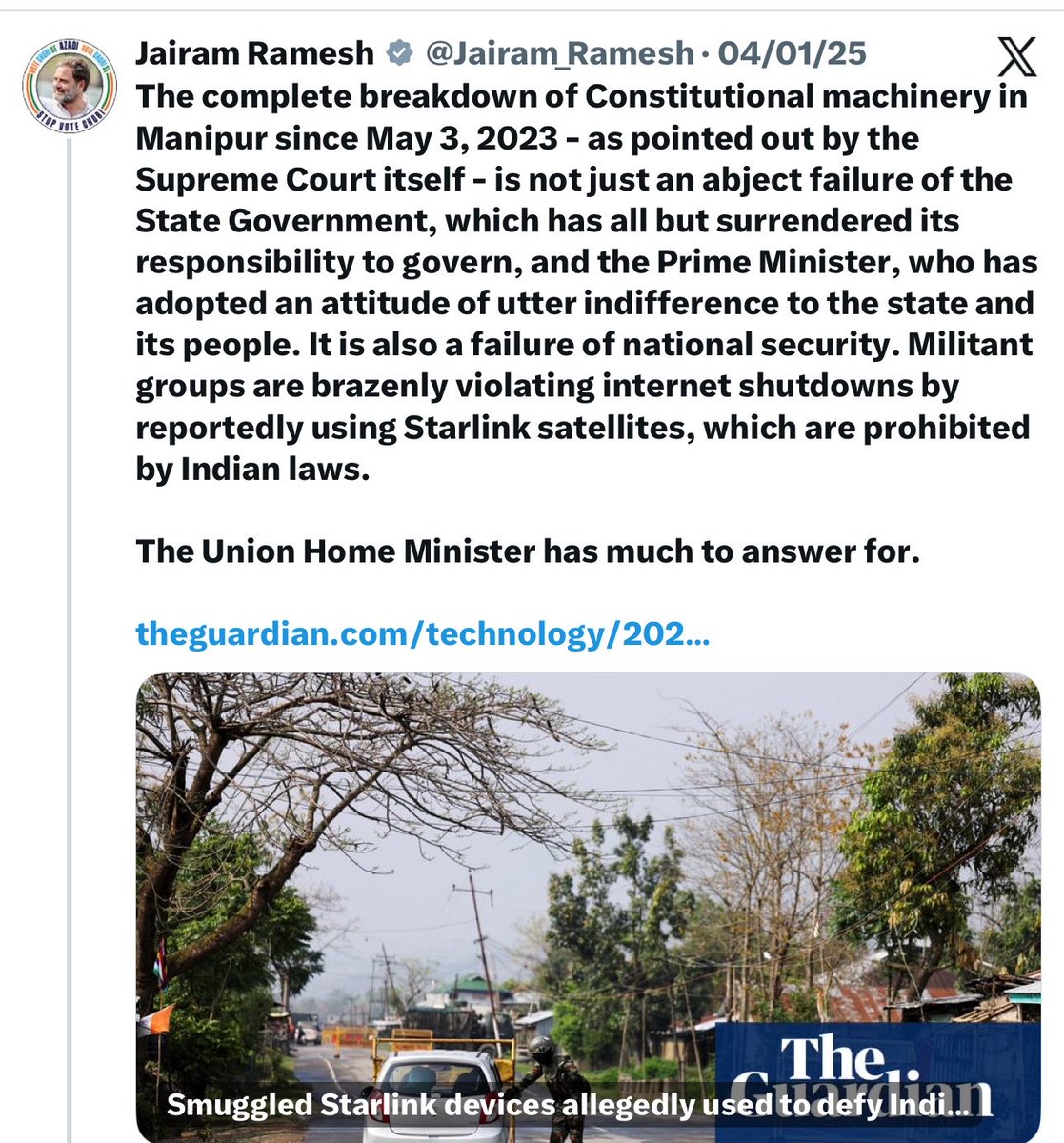 FabulasGuy's tweet photo. @RahulGandhi Congress was against starlink but now supporting it 🤣🤣 https://t.co/rZqjOK2jS2