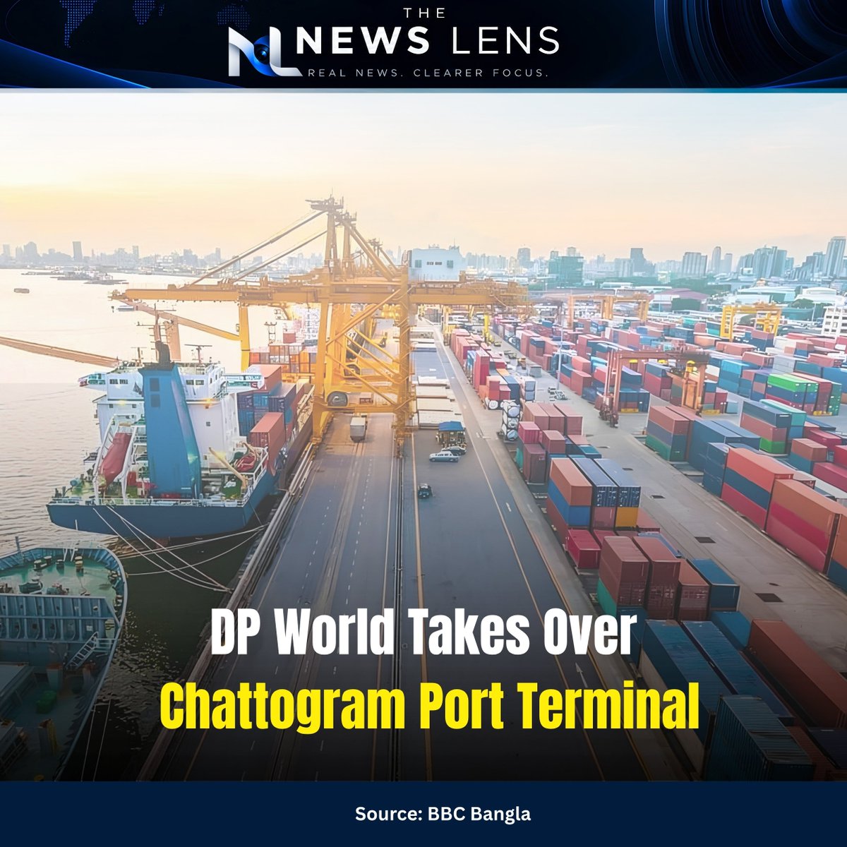 thenewslens24's tweet photo. 🚨 DP World to Operate Chattogram Port Terminal

Dubai-based DP World has signed a 15-year deal to operate and maintain the New Mooring Container Terminal (NCT), amid worker protests.

Source: BBC Bangla

#ChattogramPort #Bangladesh #JMCOnlineMojo @MoJoJamil https://t.co/qnc8KNKzs9