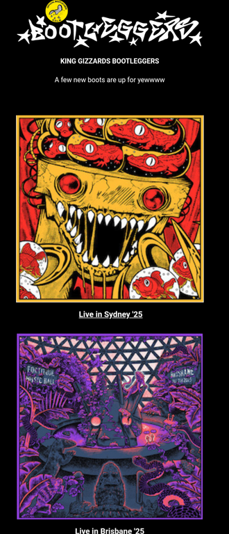 idiot_lizard_'s tweet photo. - Sydney, Brisbane, Melbourne, and FOVII bootlegs are up on bandcamp! 
https://t.co/v0XKtcAyrD
-stu and joey on rage this weekend
https://t.co/2OR1AKTsuk
-stu solo show at Katter Kich
https://t.co/rWy9F3XKav https://t.co/20UuhqxL5Z