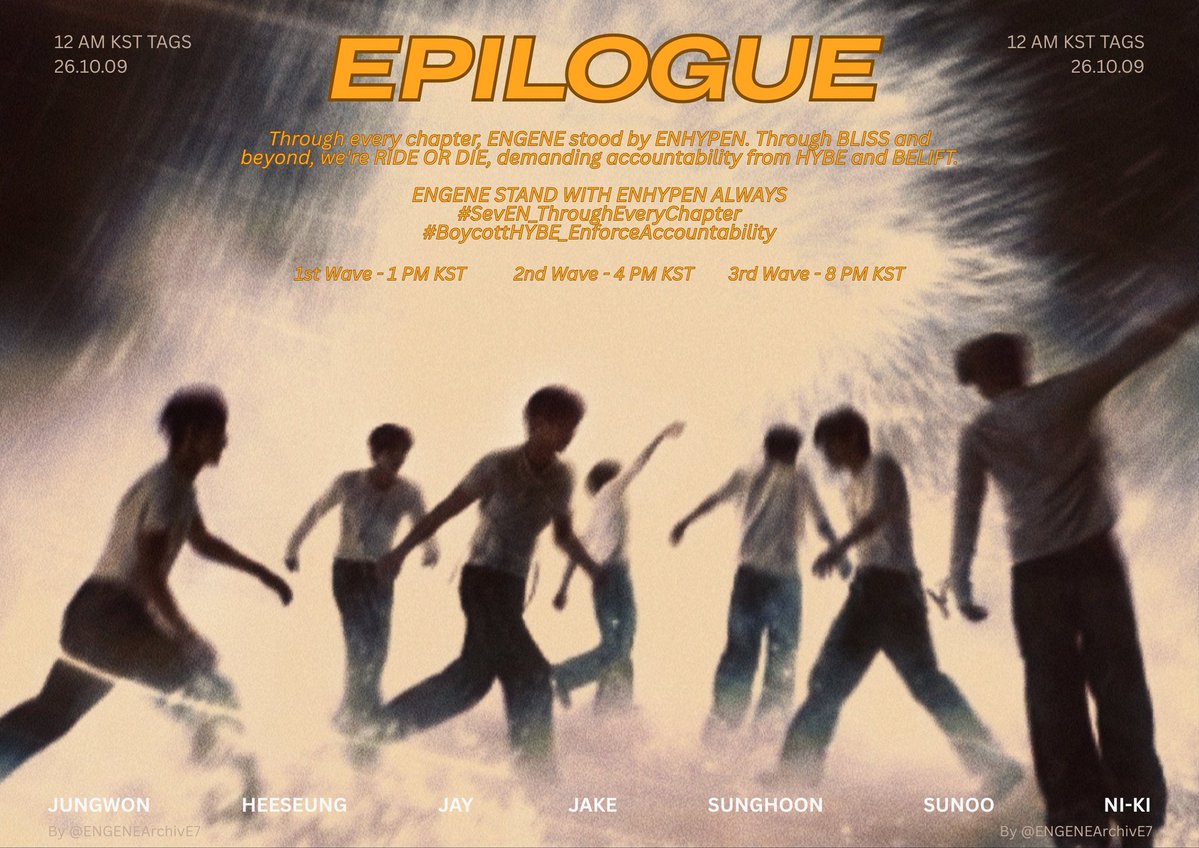 feelslikeENhome's tweet photo. TAG RESET📌
THE CHAPTERS:ENHYPEN—
EPILOGUE🤍

Through every chapter, ENGENE stood by ENHYPEN. Through BLISS and beyond, we're RIDE OR DIE, demanding accountability from HYBE and BELIFT

ENGENE STAND WITH ENHYPEN ALWAYS
#SevEN_ThroughEveryChapter
#BoycottHYBE_EnforceAccountability https://t.co/7bUhNBNGcM