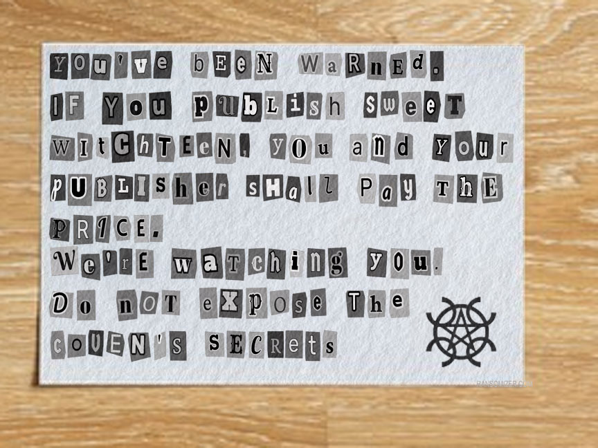 KGRussellwrites's tweet photo. Authors, writers, publishers, and occultists, HELP!
I've received another mysterious letter, demanding that SWEET WITCHTEEN gets pulled from publication (coming Halloween 2027 through @whimsillusion )
Who are these people demanding that it doesn't get published, and what is that mysterious occult symbol?
What should I do?